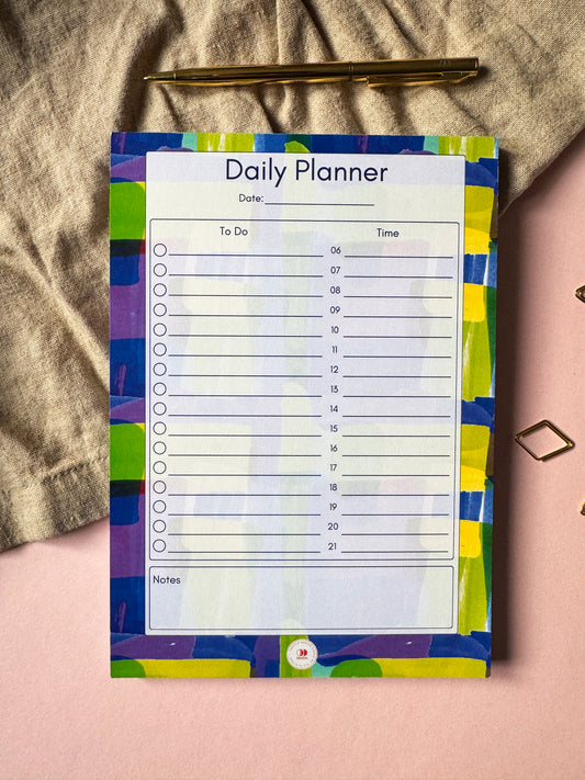 A5 Daily Planner Notepad with Gilasi Pattern