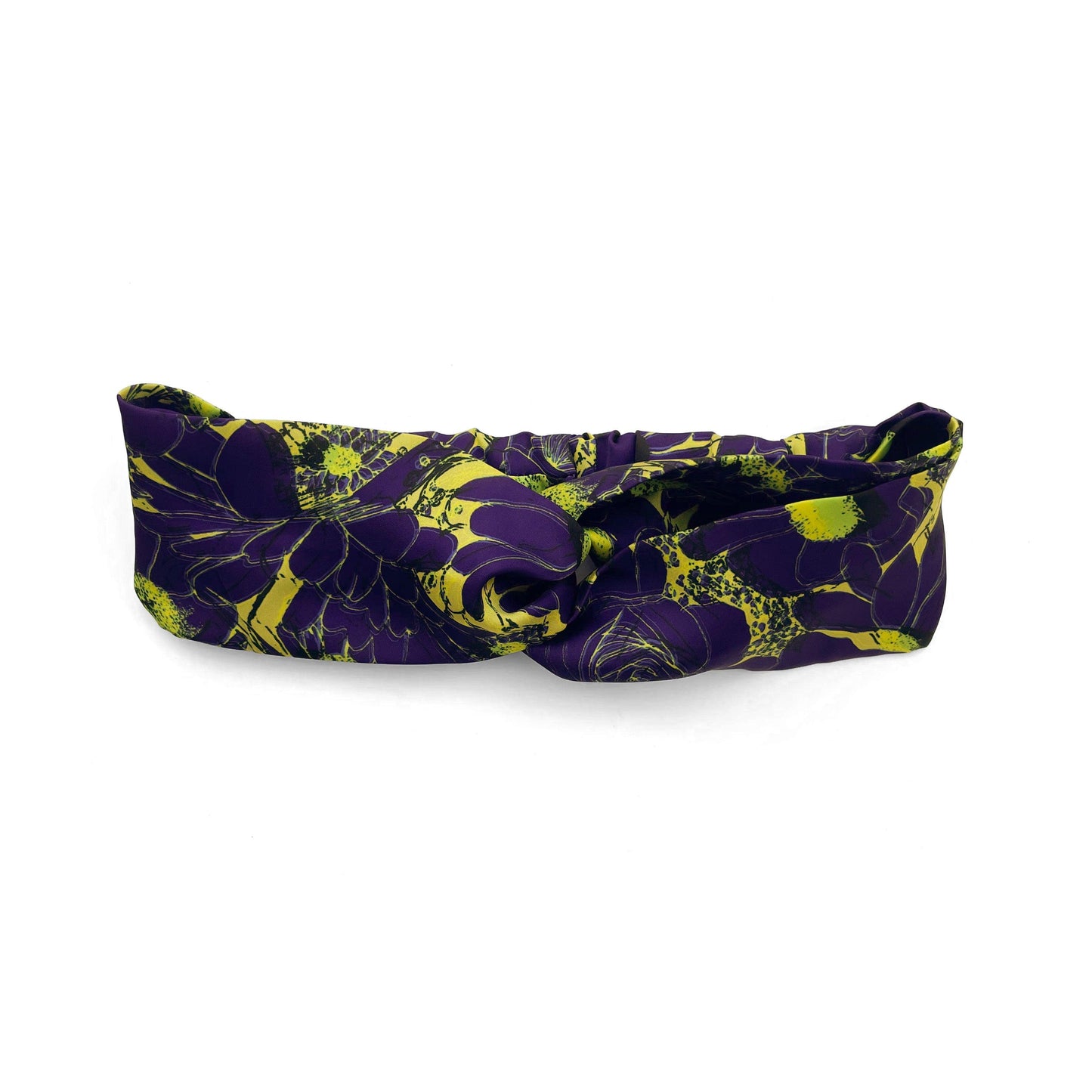 Silky Satin Knot Turban Headband With Late Bloom Floral Pattern