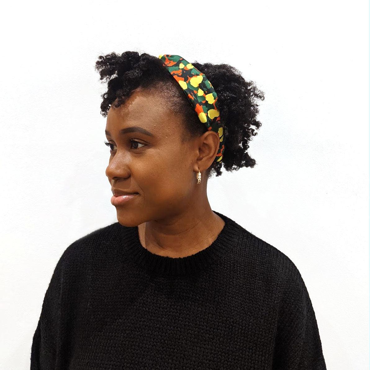 Silky Satin Turban Headband With Torto Resort Pattern - OlaOla