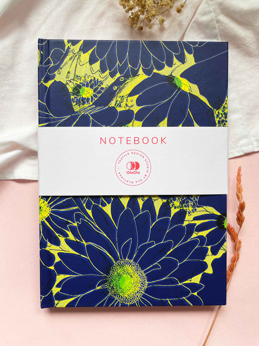 A5 Hardcover Thick Notebook with Late Bloom Floral Pattern