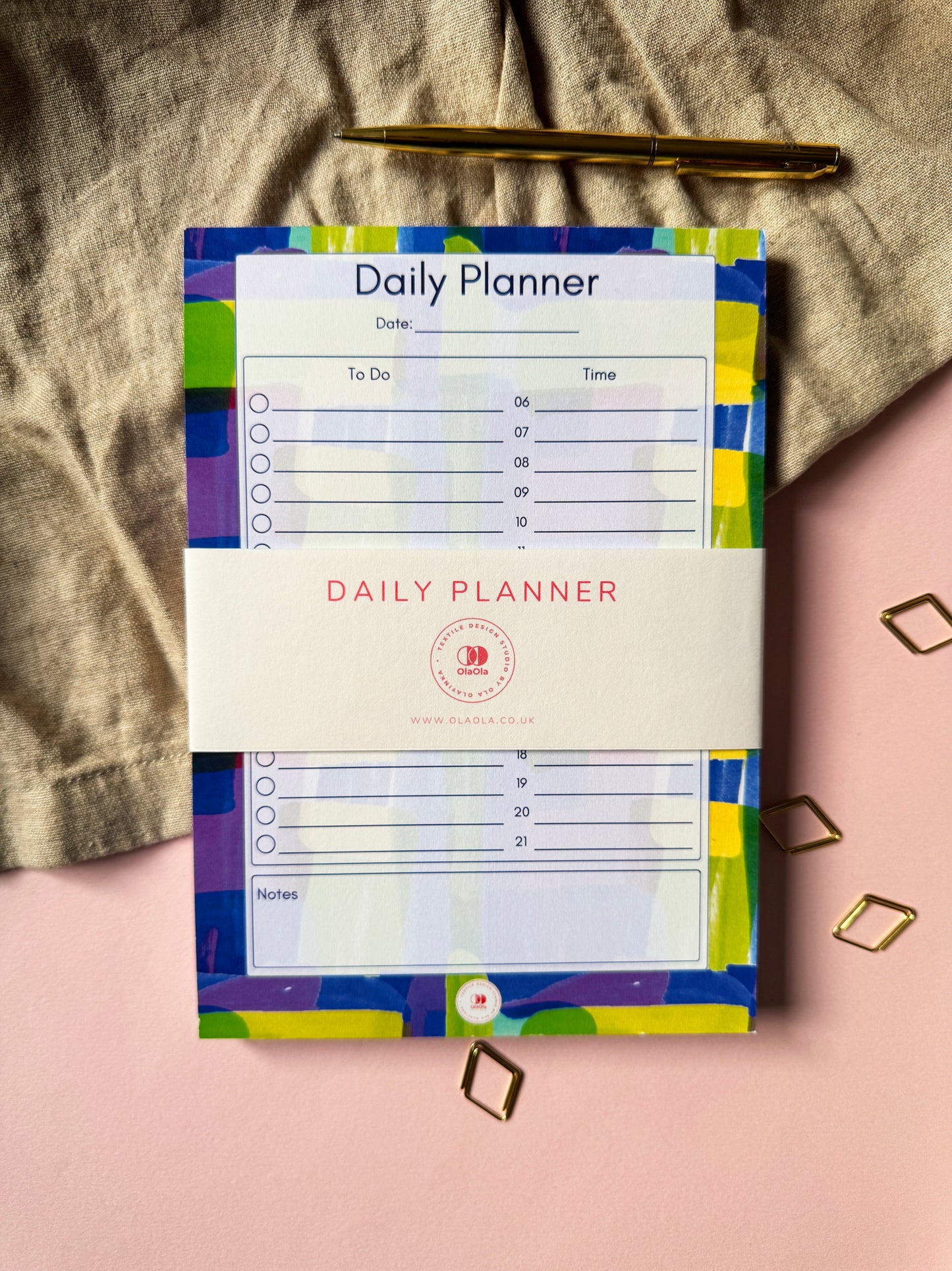 A5 Daily Planner Notepad with Gilasi Pattern