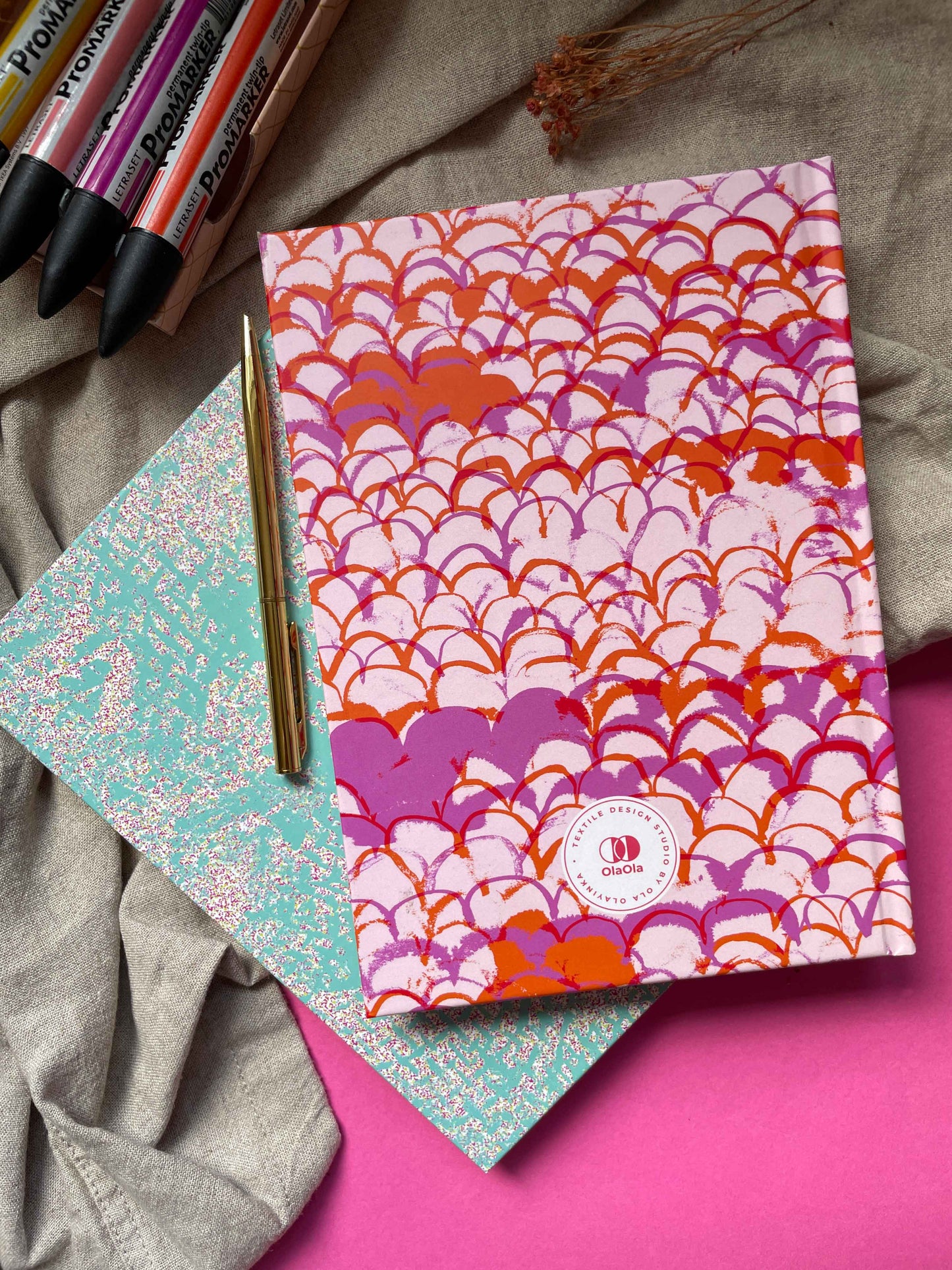 A5 Hardcover Thick Notebook with Ripple Pattern
