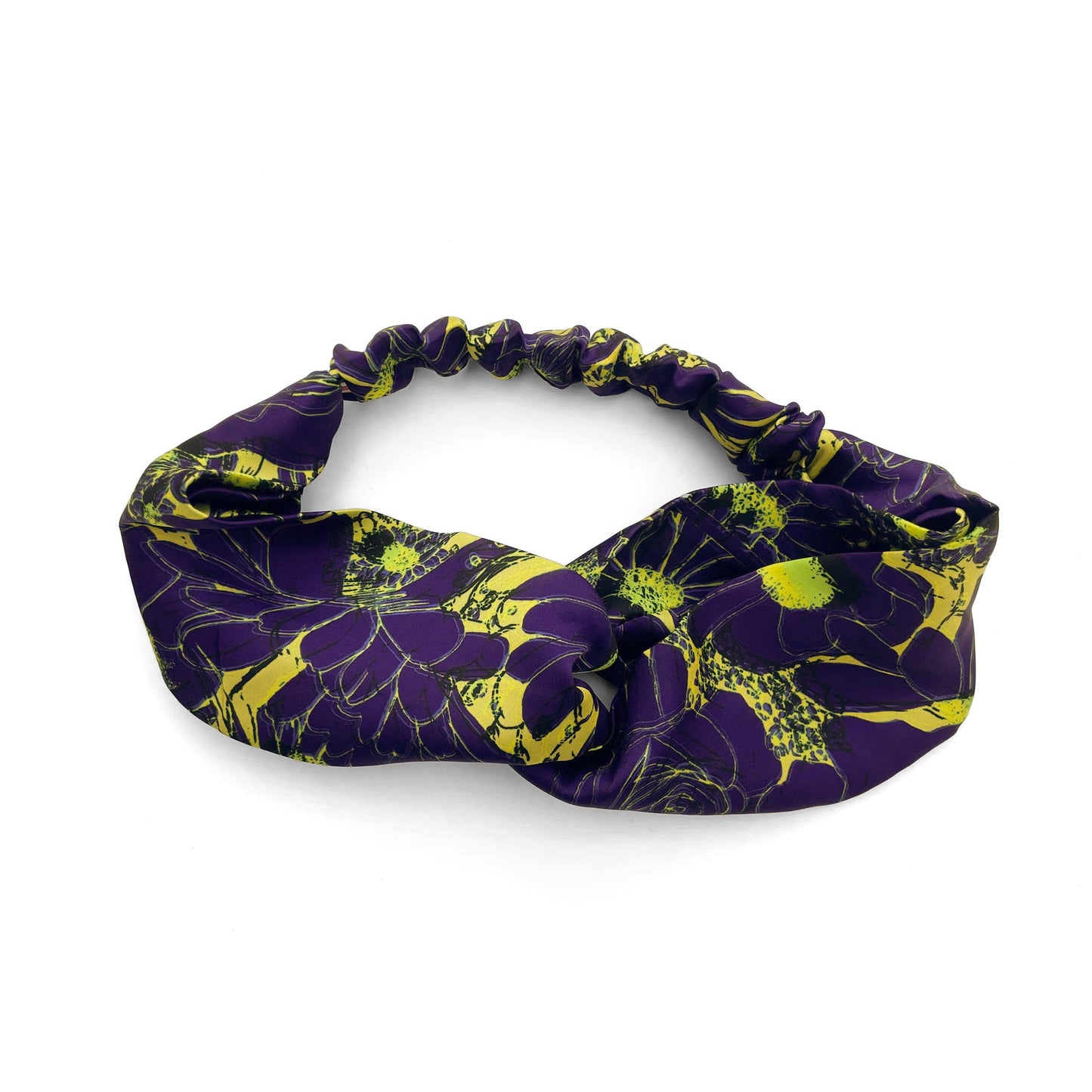 Silky Satin Knot Turban Headband With Late Bloom Floral Pattern