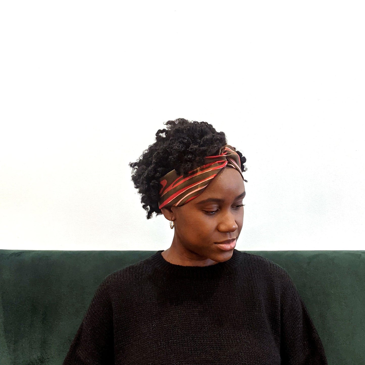 Silky Satin Turban Headband With Cami Pink Pattern - OlaOla